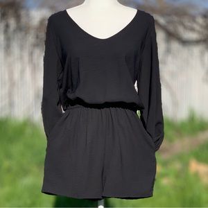 ee:some Black Shorts Long-Sleeve Romper ~ Wimen’s Medium